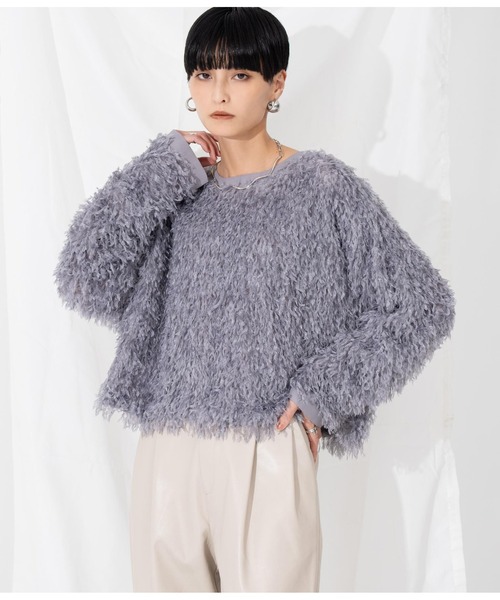 Settimissimo（セッティミッシモ）の「フリンジ ワイドスリーブ プルオーバー クルーネック（Tシャツ/カットソー・レディース・ライトグレー/ブラウン・M）」の6枚目の写真