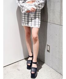 CHECK PATTERN ニットスカートライクショートパンツ
