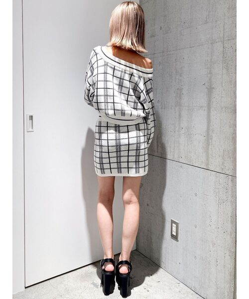 GYDA（ジェイダ）の「CHECK PATTERN ニットスカートライクショートパンツ（スカート・レディース・オフホワイト/ミント・FREE）」の14枚目の写真
