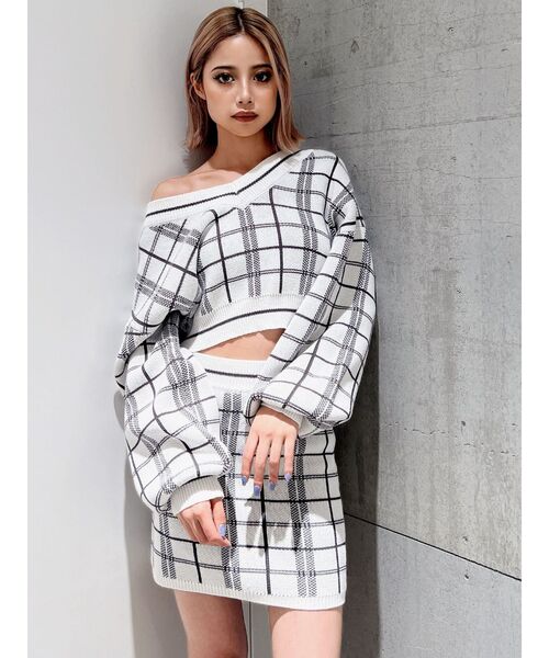 GYDA（ジェイダ）の「CHECK PATTERN ニットスカートライクショートパンツ（スカート・レディース・オフホワイト/ミント・FREE）」の17枚目の写真
