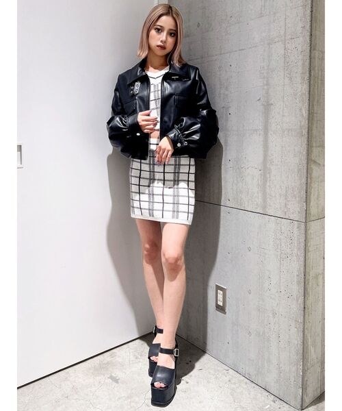 GYDA（ジェイダ）の「CHECK PATTERN ニットスカートライクショートパンツ（スカート・レディース・オフホワイト/ミント・FREE）」の18枚目の写真