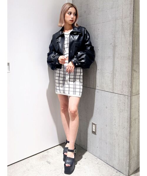 GYDA（ジェイダ）の「CHECK PATTERN ニットスカートライクショートパンツ（スカート・レディース・オフホワイト/ミント・FREE）」の19枚目の写真