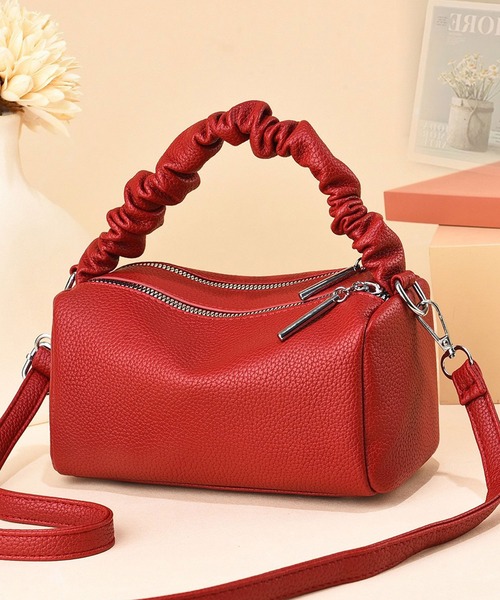 florist(フローリスト)の「【2way】シャーリングスクエアボストンバッグ/ショルダーバッグ(ボストンバッグ・レディース・スモークピンク/オフホワイト/ブラウン/グリーン/ベージュ/グレー/ブラック/レッド・FREE)」の8枚目の写真