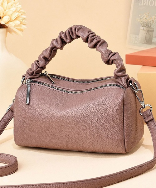 florist(フローリスト)の「【2way】シャーリングスクエアボストンバッグ/ショルダーバッグ(ボストンバッグ・レディース・スモークピンク/オフホワイト/ブラウン/グリーン/ベージュ/グレー/ブラック/レッド・FREE)」の7枚目の写真