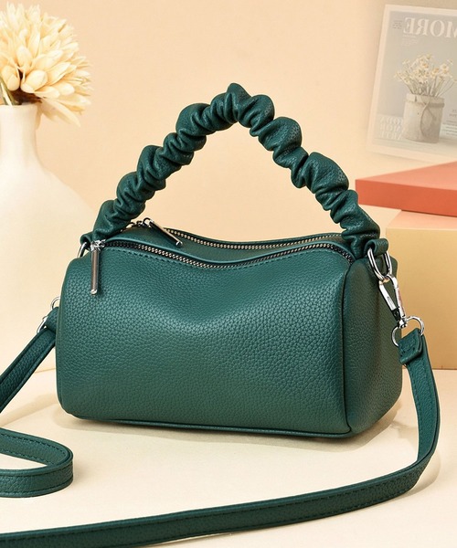 florist(フローリスト)の「【2way】シャーリングスクエアボストンバッグ/ショルダーバッグ(ボストンバッグ・レディース・スモークピンク/オフホワイト/ブラウン/グリーン/ベージュ/グレー/ブラック/レッド・FREE)」の6枚目の写真