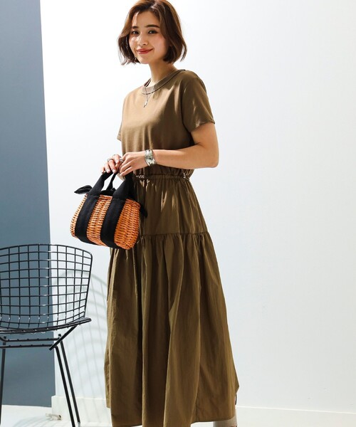 B:MING by BEAMS（ビーミングバイビームス）の「B:MING by BEAMS / Tシャツ × 布帛 コンビ ワンピース（ワンピース・レディース・ブラック/カーキ/ブルー・ONE SIZE）」の15枚目の写真