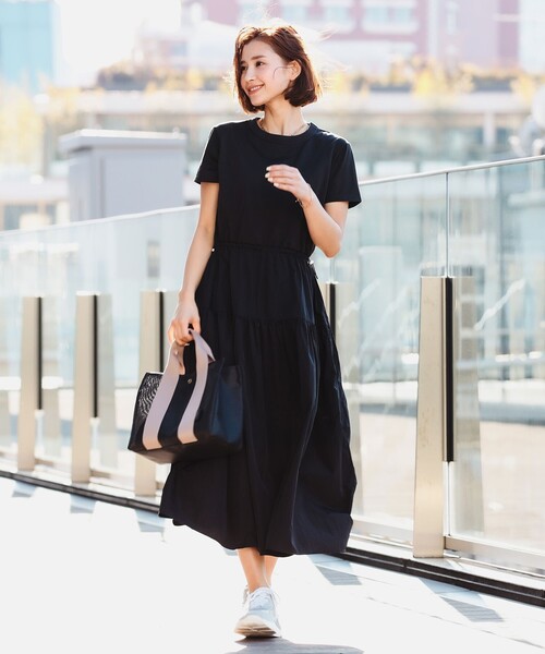 B:MING by BEAMS（ビーミングバイビームス）の「B:MING by BEAMS / Tシャツ × 布帛 コンビ ワンピース（ワンピース・レディース・ブラック/カーキ/ブルー・ONE SIZE）」の16枚目の写真