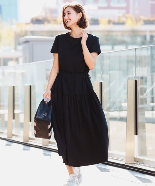 B:MING by BEAMS（ビーミングバイビームス）の「B:MING by BEAMS / Tシャツ × 布帛 コンビ ワンピース（ワンピース・レディース・ブラック/カーキ/ブルー・ONE SIZE）」の7枚目の写真