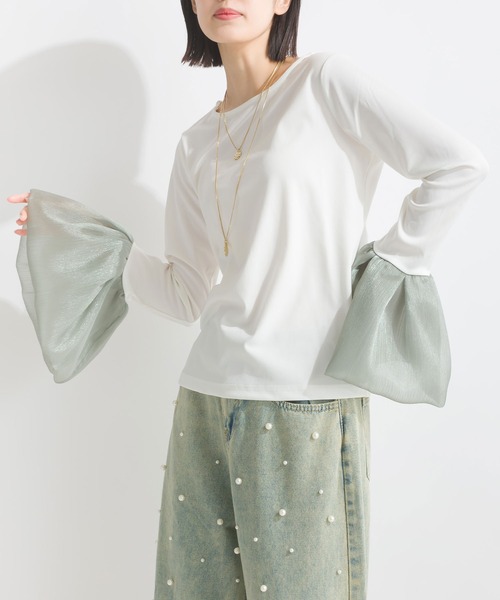 PICCIN(ピッチン)の「【WEB限定】ロングスリーブ 異素材カフス 長袖カットソー(Tシャツ/カットソー・レディース・ブラック/オフホワイト・M)」の19枚目の写真