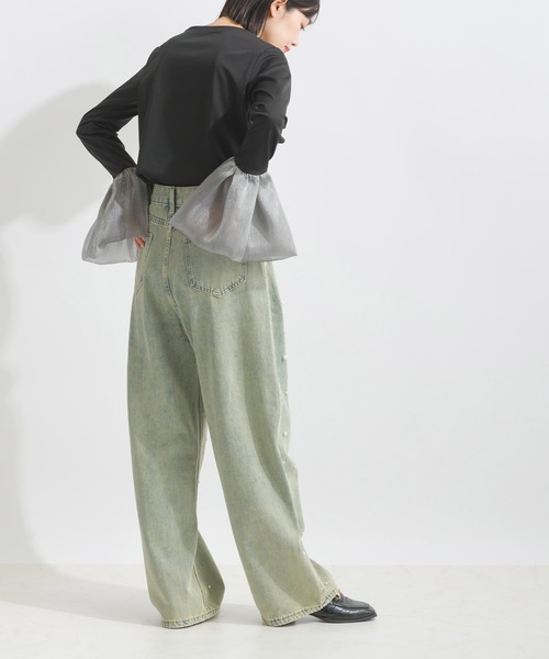 PICCIN(ピッチン)の「【WEB限定】ロングスリーブ 異素材カフス 長袖カットソー(Tシャツ/カットソー・レディース・ブラック/オフホワイト・M)」の8枚目の写真