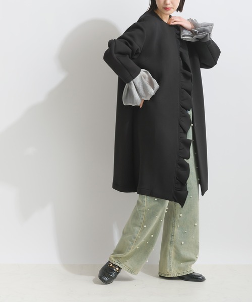 PICCIN(ピッチン)の「【WEB限定】ロングスリーブ 異素材カフス 長袖カットソー(Tシャツ/カットソー・レディース・ブラック/オフホワイト・M)」の9枚目の写真