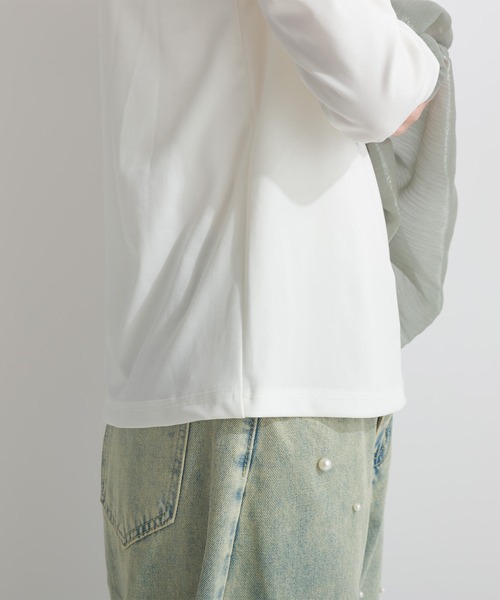 PICCIN(ピッチン)の「【WEB限定】ロングスリーブ 異素材カフス 長袖カットソー(Tシャツ/カットソー・レディース・ブラック/オフホワイト・M)」の15枚目の写真