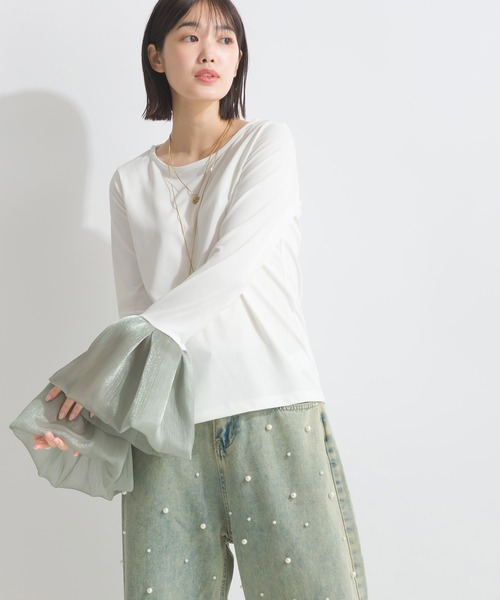 PICCIN(ピッチン)の「【WEB限定】ロングスリーブ 異素材カフス 長袖カットソー(Tシャツ/カットソー・レディース・ブラック/オフホワイト・M)」の18枚目の写真