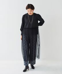 チュールワンピース&タフタスリーブニットSET