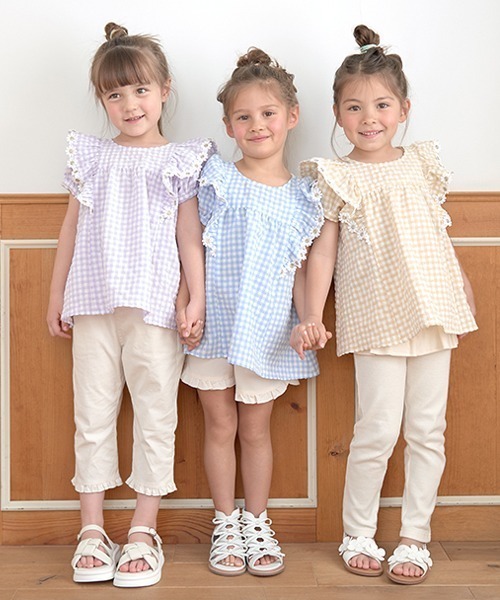Lycee mine（リセマイン）の「ちびフリルのびのびカプリパンツ（デニムパンツ・キッズ・アイボリー/ブルー・100cm/140cm/110cm/130cm/150cm/120cm）」の4枚目の写真