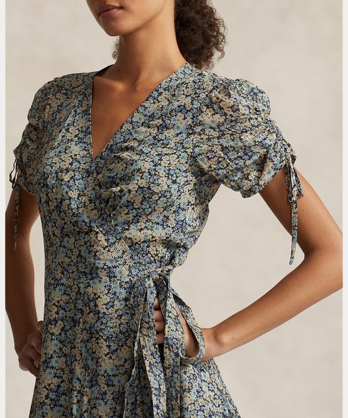 POLO RALPH LAUREN（ポロ ラルフ ローレン）の「フローラル ラップ ミニ ドレス（ドレス・レディース・グリーン・00/6/0/8/4/2）」の4枚目の写真