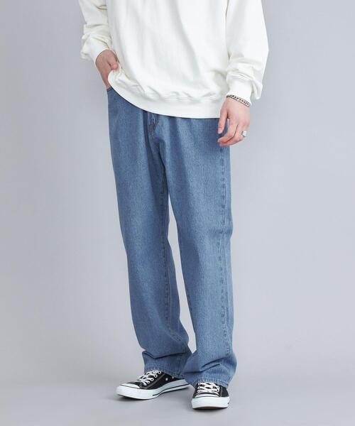 coen（コーエン）の「デニムワイドイージーパンツ（セットアップ対応）（デニムパンツ・メンズ・オフホワイト/ネイビー/コバルトブルー・S/M/L/XL）」の3枚目の写真