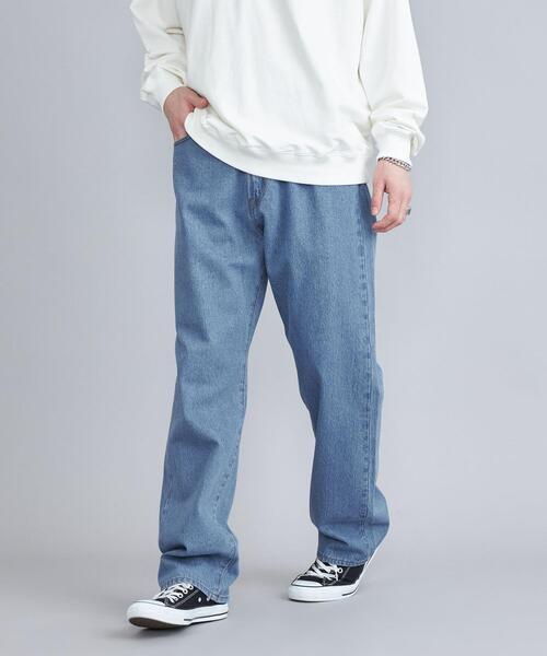coen（コーエン）の「デニムワイドイージーパンツ（セットアップ対応）（デニムパンツ・メンズ・オフホワイト/ネイビー/コバルトブルー・S/M/L/XL）」の4枚目の写真
