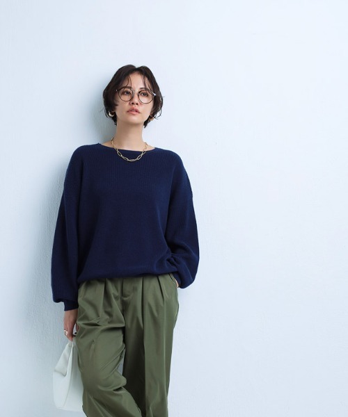 RASW（ラス）の「[RASW]綿100%クルーネックニット（ニット/セーター・レディース・ネイビー/ライトグレー/ピンク/ブラック/オフホワイト/ライトブルー・M/L）」の17枚目の写真