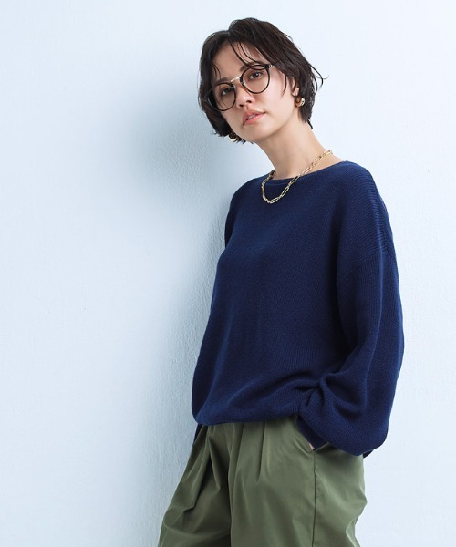 RASW（ラス）の「[RASW]綿100%クルーネックニット（ニット/セーター・レディース・ネイビー/ライトグレー/ピンク/ブラック/オフホワイト/ライトブルー・M/L）」の13枚目の写真