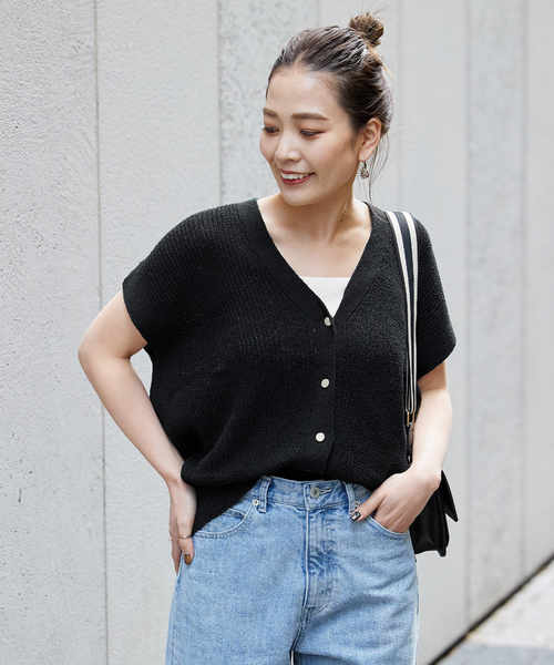 B.C STOCK（ベーセーストック）の「《追加》リネンコットンベスト（ベスト・レディース・ブラック/ベージュ/ホワイト・FREE）」の13枚目の写真