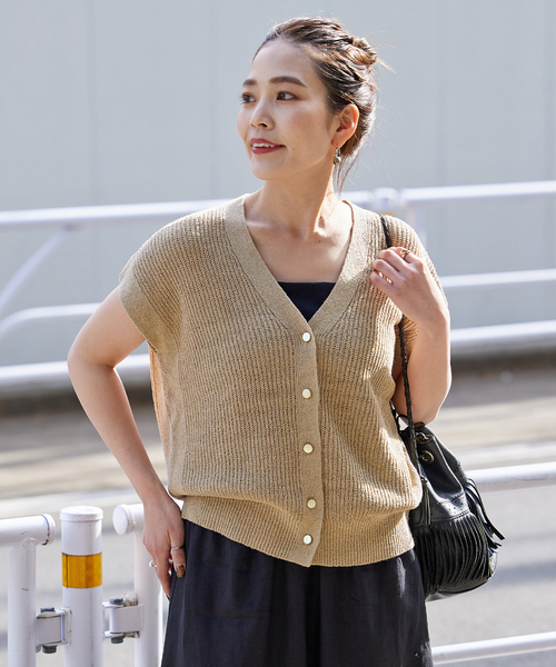 B.C STOCK（ベーセーストック）の「《追加》リネンコットンベスト（ベスト・レディース・ブラック/ベージュ/ホワイト・FREE）」の6枚目の写真