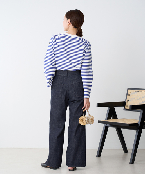 IENA(イエナ)の「Denimリボンベルテッドパンツ(デニムパンツ・レディース・ネイビー/サックスブルー・34/36/38)」の13枚目の写真