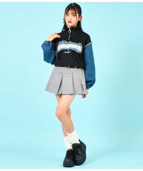 ANAP GiRL(アナップガール)の「ベルト付ローライズ風プリーツスカート(スカート・キッズ・ベージュ/ブラック/ブルー/カーキ/ブラック系その他/ライトグレー・XS/M/S)」の13枚目の写真