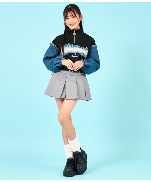 ANAP GiRL(アナップガール)の「ベルト付ローライズ風プリーツスカート(スカート・キッズ・ベージュ/ブラック/ブルー/カーキ/ブラック系その他/ライトグレー・XS/M/S)」の12枚目の写真