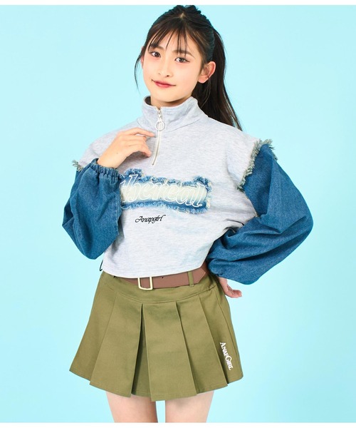 ANAP GiRL(アナップガール)の「ベルト付ローライズ風プリーツスカート(スカート・キッズ・ベージュ/ブラック/ブルー/カーキ/ブラック系その他/ライトグレー・XS/M/S)」の21枚目の写真