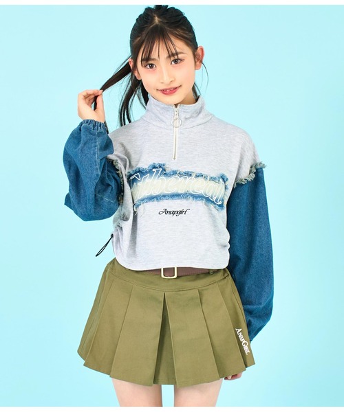 ANAP GiRL(アナップガール)の「ベルト付ローライズ風プリーツスカート(スカート・キッズ・ベージュ/ブラック/ブルー/カーキ/ブラック系その他/ライトグレー・XS/M/S)」の20枚目の写真
