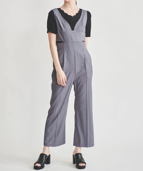 31 Sons de mode(トランテアン ソン ドゥ モード)の「カットアウトサロペット(サロペット/オーバーオール・レディース・ブラック/グレー・38/36)」の15枚目の写真