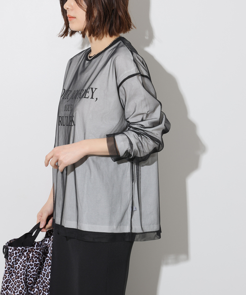 チュールレイヤードロングスリーブTシャツ