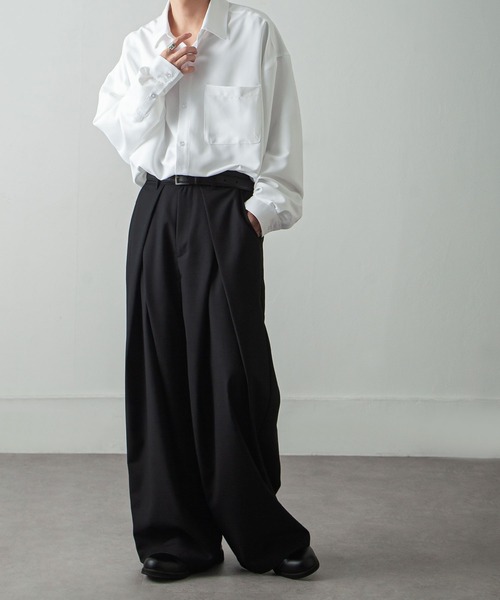 オーバーラップワイドスラックスパンツ（スラックス）｜Nilway