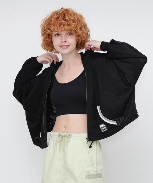 AVIREX（アヴィレックス）の「OVER SIZE MESH ZIP PARKA/オーバーサイズ メッシュジップパーカー（パーカー・レディース・ブルー/ブラック・FREE）」の5枚目の写真