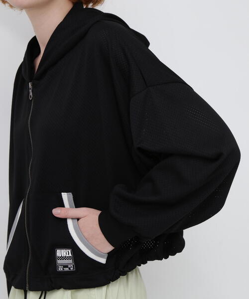 AVIREX（アヴィレックス）の「OVER SIZE MESH ZIP PARKA/オーバーサイズ メッシュジップパーカー（パーカー・レディース・ブルー/ブラック・FREE）」の11枚目の写真