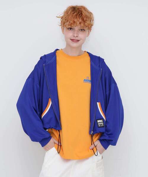 AVIREX（アヴィレックス）の「OVER SIZE MESH ZIP PARKA/オーバーサイズ メッシュジップパーカー（パーカー・レディース・ブルー/ブラック・FREE）」の16枚目の写真