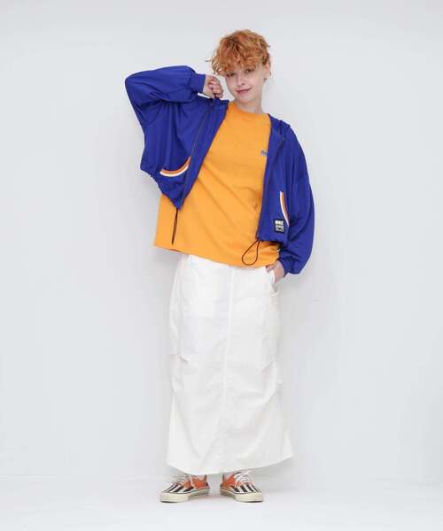 AVIREX（アヴィレックス）の「OVER SIZE MESH ZIP PARKA/オーバーサイズ メッシュジップパーカー（パーカー・レディース・ブルー/ブラック・FREE）」の4枚目の写真