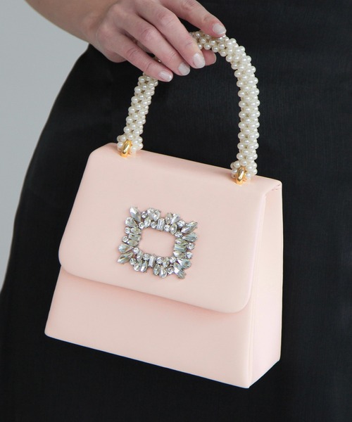 Julia Boutique（ジュリアブティック）の「2wayビジュー付きバッグ/24103（ハンドバッグ・レディース・ブラック/シルバー/ホワイト/ピンク・ONE）」の2枚目の写真