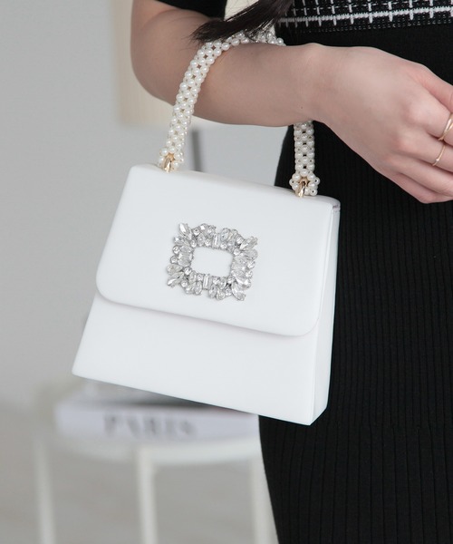 Julia Boutique（ジュリアブティック）の「2wayビジュー付きバッグ/24103（ハンドバッグ・レディース・ブラック/シルバー/ホワイト/ピンク・ONE）」の5枚目の写真