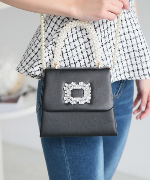 Julia Boutique（ジュリアブティック）の「2wayビジュー付きバッグ/24103（ハンドバッグ・レディース・ブラック/シルバー/ホワイト/ピンク・ONE）」の9枚目の写真