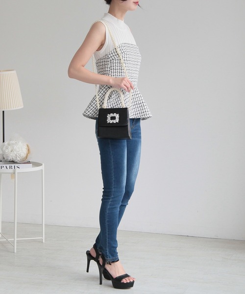 Julia Boutique（ジュリアブティック）の「2wayビジュー付きバッグ/24103（ハンドバッグ・レディース・ブラック/シルバー/ホワイト/ピンク・ONE）」の11枚目の写真