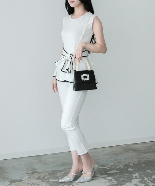 Julia Boutique（ジュリアブティック）の「2wayビジュー付きバッグ/24103（ハンドバッグ・レディース・ブラック/シルバー/ホワイト/ピンク・ONE）」の13枚目の写真