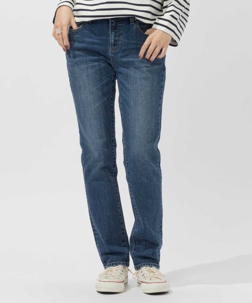 BACK NUMBER（バックナンバー）の「BACK NUMBER(バックナンバー)テーパードストレートデニム（デニムパンツ・レディース・ダークインディゴブルー/ライトインディゴブルー・S/M/XS/L）」の2枚目の写真