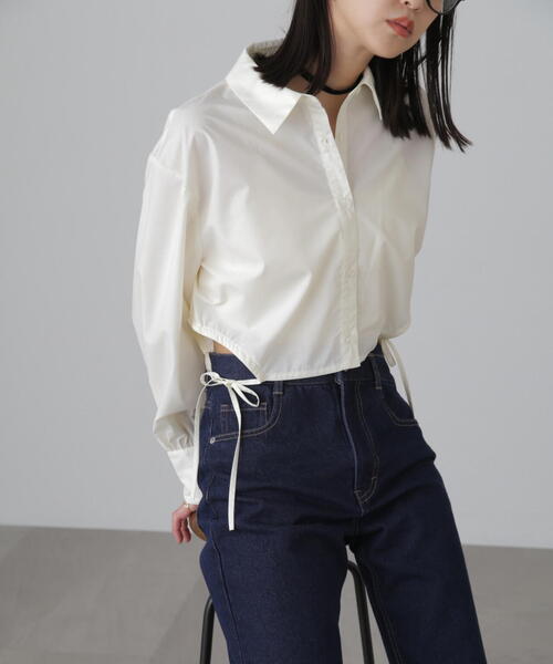 FREE'S MART（フリーズマート）の「◆裾ドロストカッティングショート丈シャツ（シャツ/ブラウス・レディース・ブラック/ブルー/ホワイト・FREE）」の10枚目の写真