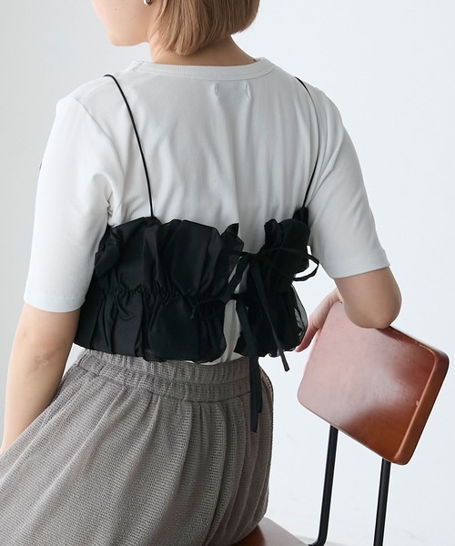 forksy.】フリルビスチェSET半袖Tシャツ（Tシャツ/カットソー