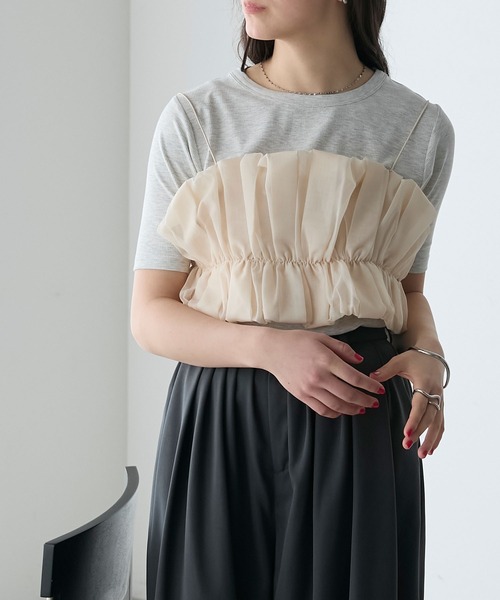 forksy.(フォルクシー)の「【forksy.】フリルビスチェSET半袖Tシャツ(Tシャツ/カットソー・レディース・オフホワイト/オートミール/チャコール・FREE)」の14枚目の写真