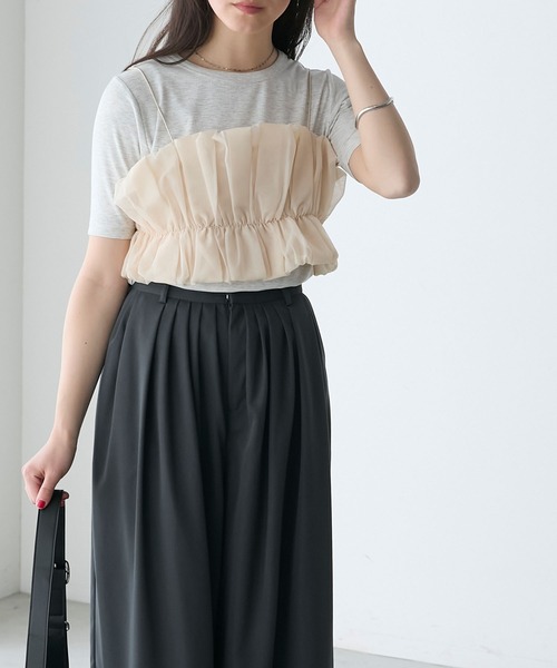 THE Yon tシャツ フリルビスチェセットルーズフィットロンT