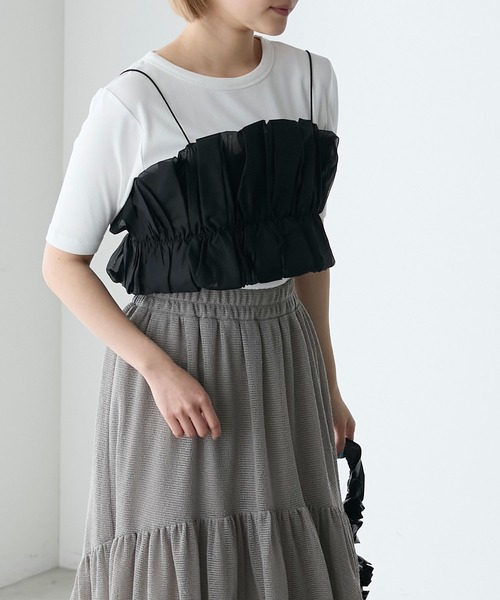 forksy.(フォルクシー)の「【forksy.】フリルビスチェSET半袖Tシャツ(Tシャツ/カットソー・レディース・オフホワイト/オートミール/チャコール・FREE)」の7枚目の写真