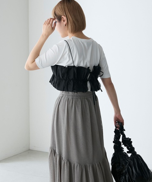forksy.(フォルクシー)の「【forksy.】フリルビスチェSET半袖Tシャツ(Tシャツ/カットソー・レディース・オフホワイト/オートミール/チャコール・FREE)」の9枚目の写真